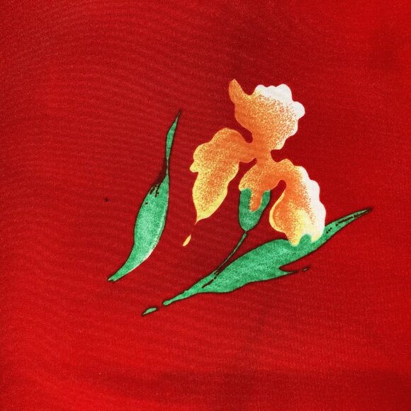 KATHIE LEE Red floral print long dress ~ Vintage SMALL MEDIUM maxi sundress - Picture 11 of 15